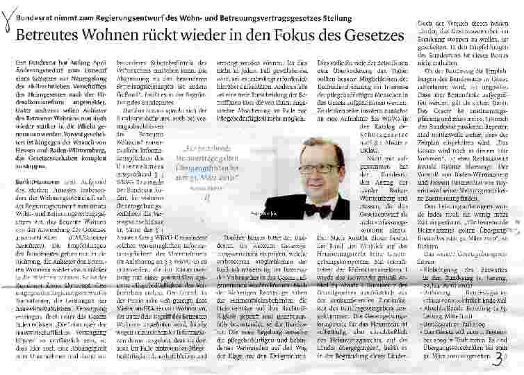 Vorschauseite 1: Betreutes Wohnen rückt wieder in den Fokus des Gesetzes