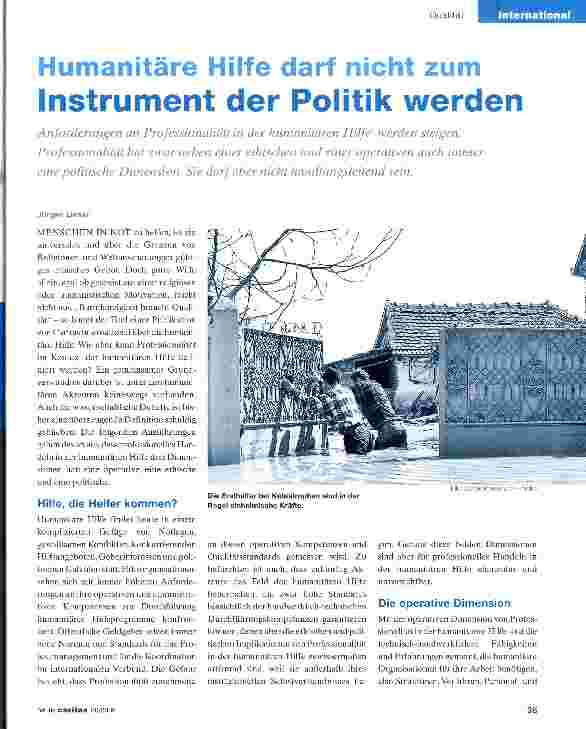 Vorschauseite 1: Humanitäre Hilfe darf nicht zum Instrument der Politik werden