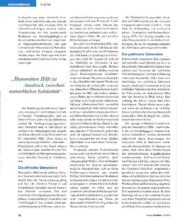 Vorschauseite 2: Humanitäre Hilfe darf nicht zum Instrument der Politik werden