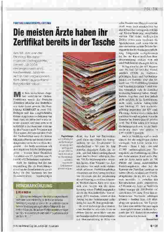 Vorschauseite 1: Die meisten Arzte haben ihr Zertifikat bereits in der Tasche