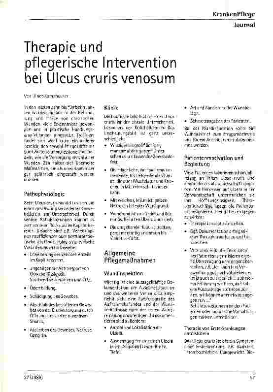 Vorschauseite 1: Therapie und pflegerische Intervention bei Ulcus cruris venosum