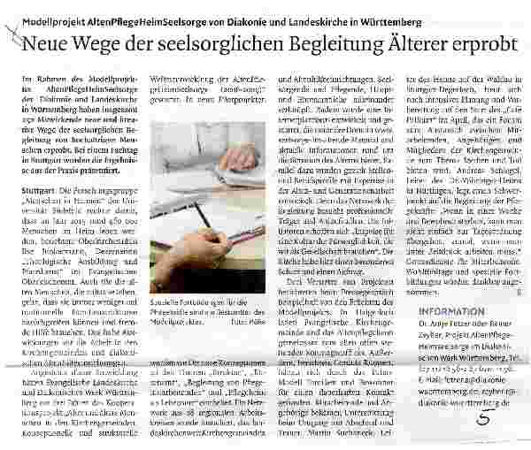 Vorschauseite 1: Wege der seelsorglichen Begleitung Älterer erprobt