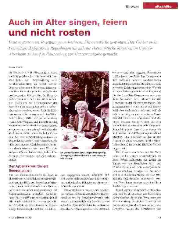 Vorschauseite 1: Auch im Alter singen, feiern und nicht rosten