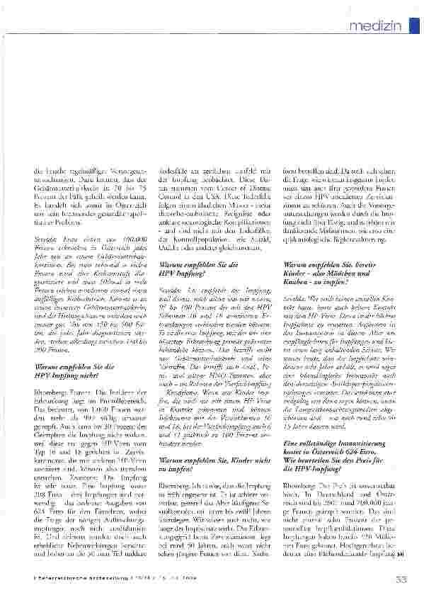 Vorschauseite 2: InterviewHPV-lmpfung ist zu hinterfragen