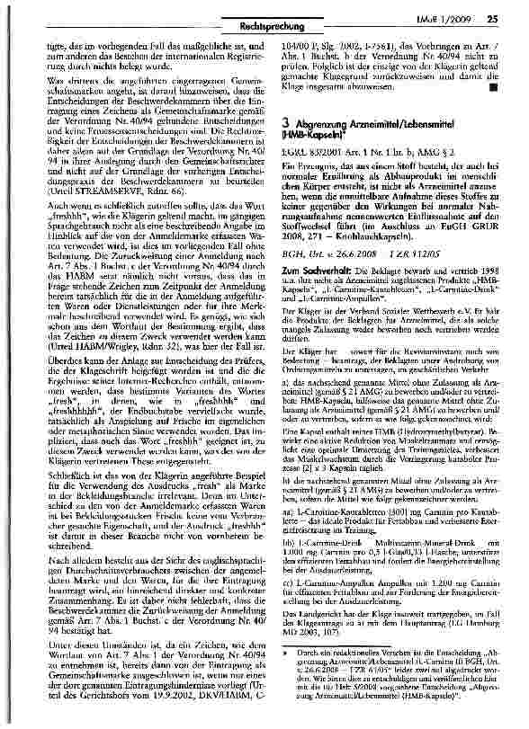 Vorschauseite 1: Abgrenzung Arzneimittel/Lebensmittel (HMB-Kapseln)
