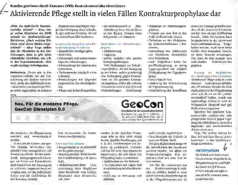 Vorschauseite 1: Aktivierende Pflege stellt in vielen Fällen Kontrakturprophylaxe dar