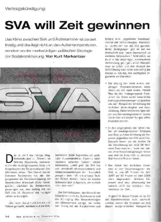 Vorschauseite 1: SVA will Zeit gewinnen
