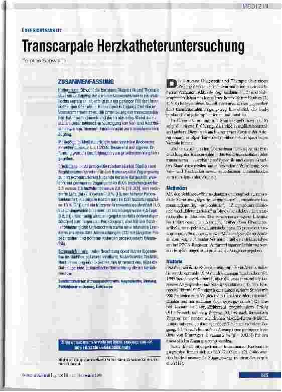 Vorschauseite 1: Transcarpale Herzkatheteruntersuchung