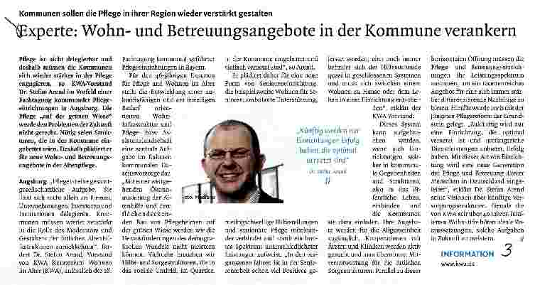 Vorschauseite 1: Experte: Wohnund Betreuungsangebote in der Kommune verankern