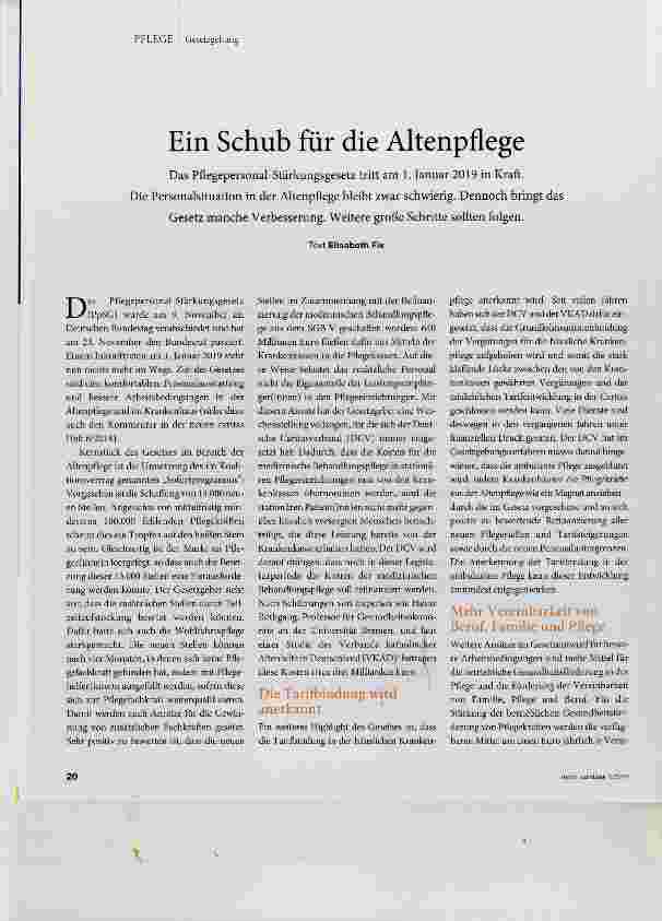 Vorschauseite 1: Ein Schub für die Altenpflege