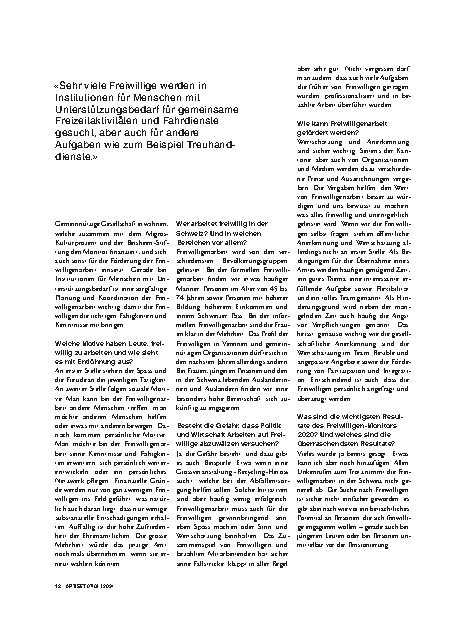 Vorschauseite 3: "Freiwilligenarbeit in der Schweiz nimmt nicht ab"