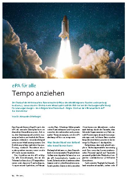 Vorschauseite 1: ePA für alle Tempo anziehen Correction: ePA für alle Tempo anziehen The corrected text seems to be correct.