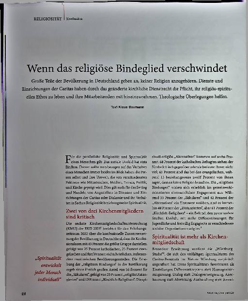 Vorschauseite 1: Wenn das religiöse Bindeglied verschwindet.