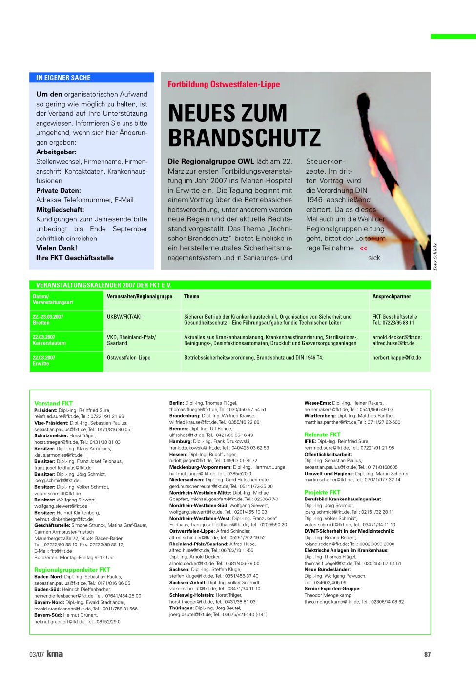 Vorschauseite 1: Neues zum Brandschutz
