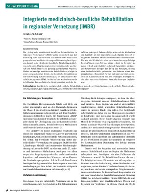 Vorschauseite 1: Integrierte medizinisch-berufliche Rehabilitation in regionaler Vernetzung (iMBR)