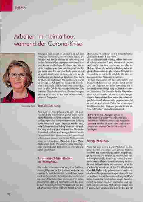 Vorschauseite 1: Arbeiten im Heimathaus während der Corona-Krise