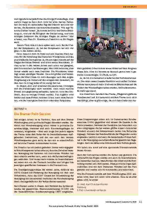Vorschauseite 4: DEWU Deutscher Wundkongress 2020 – so hätte es gewesen sein können