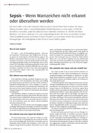 Vorschauseite 1: Sepsis - Wenn Warnzeichen nicht erkannt oder übersehen werden