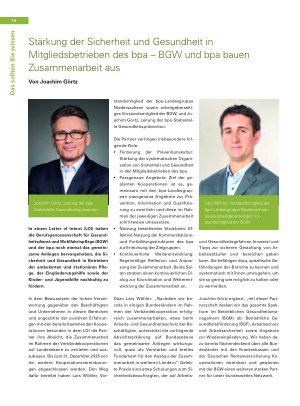 Vorschauseite 1: Stärkung der Sicherheit und Gesundheit in Mitgliedsbetrieben des bpa – BGW und bpa bauen Zusammenarbeit aus