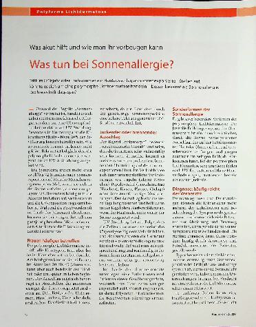 Vorschauseite 1: Was akut hilft und wie man ihr vorbeugen kann Was tun bei Sonnenallergie?