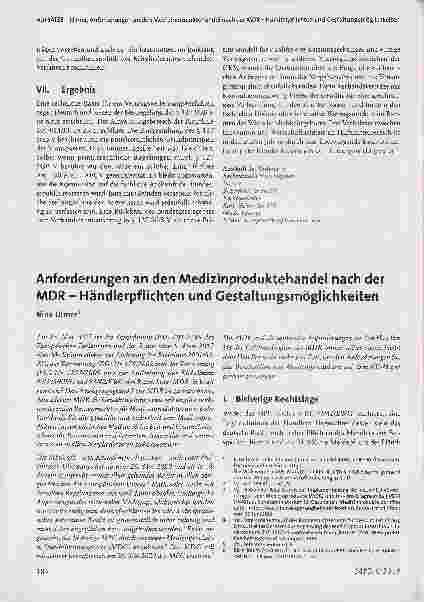 Vorschauseite 1: Anforderungen an den Medizinproduktehandel nach der MDR-Händlerpflichten und Gestaltungsmöglichkeiten