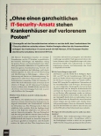 Vorschauseite 1: "Ohne einen ganzheitlichen IT-Security-Ansatz stehen Krankenhäuser auf verlorenem Posten."