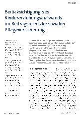Vorschauseite 1: Berücksichtigung des Kindererziehungsaufwands im Beitragsrecht der sozialen Pflegeversicherung
