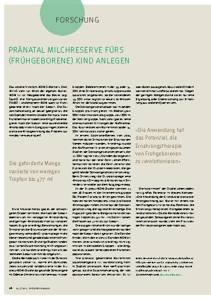 Vorschauseite 1: Pränatal Milchreserve fürs ( Frühgeborene) Kind anlegen