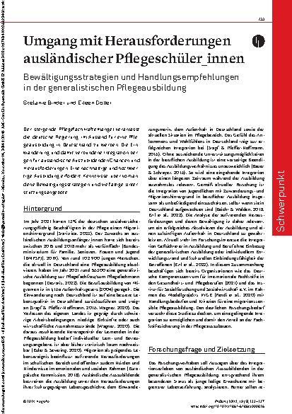 Vorschauseite 1: Umgang mit Herausforderungen ausländischer Pflegeschüler_innen