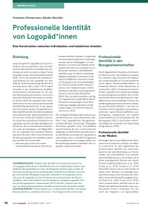 Vorschauseite 1: Professionelle Identität von Logopäd*innen Eine Konstruktion zwischen individuellen und kollektiven Anteilen