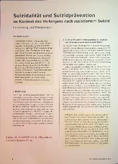 Vorschauseite 1: Suizidalität und Suizidprävention im Kontext des Verlangens nach assistiertem Suizid Einführung und Praxiswissen
