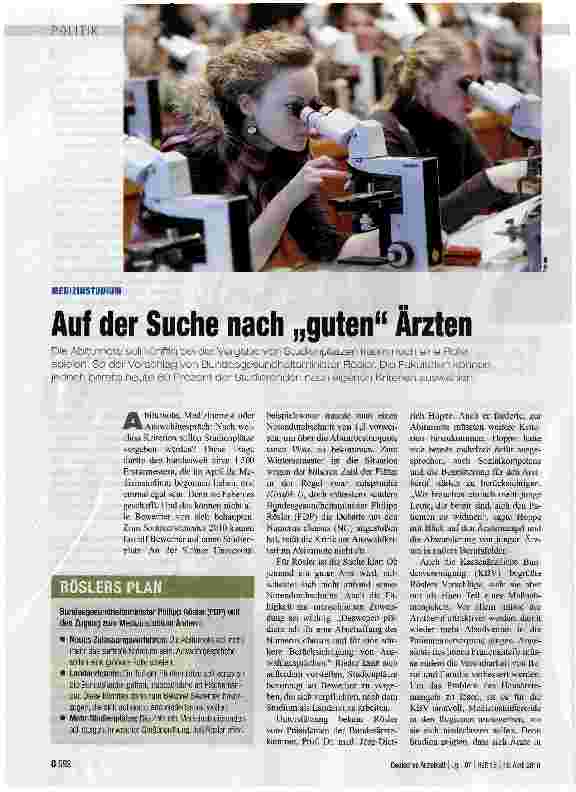 Vorschauseite 1: Auf der Suche nach „guten Ärzten