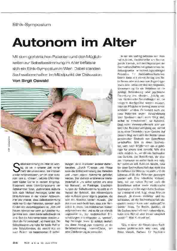 Vorschauseite 1: Autonom im Alter