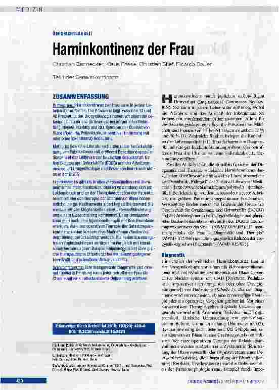 Vorschauseite 1: Harninkontinenz der Frau