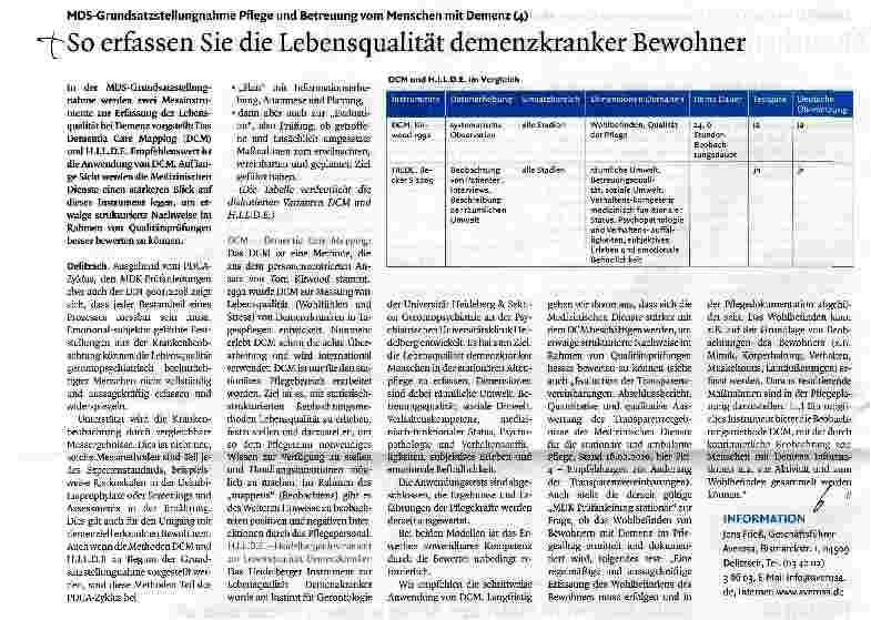 Vorschauseite 1: So erfassen Sie die Lebensqualität demenzkranker Bewohner
