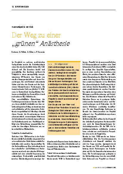 Vorschauseite 1: Der Weg zu einer „grünen“ Anästhesie