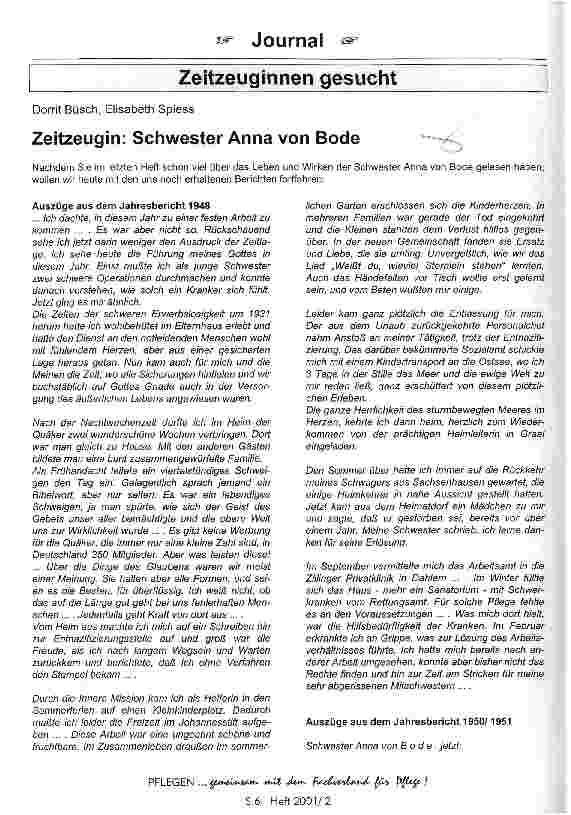 Vorschauseite 1: Zeitzeugin: Schwester Anna von Bode
