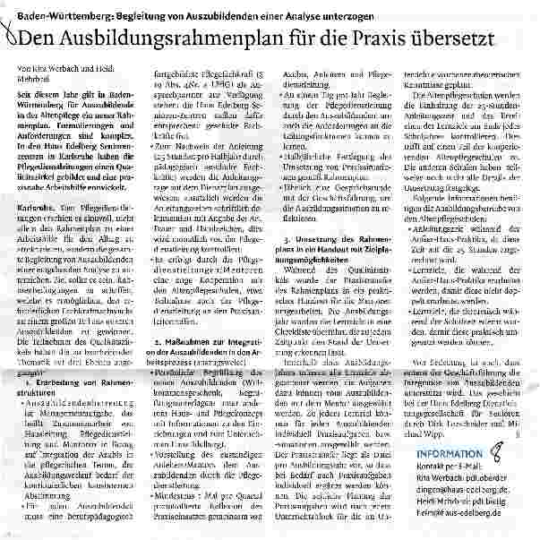 Vorschauseite 1: Den Ausbildungsrahmenplan für die Praxis übersetzt