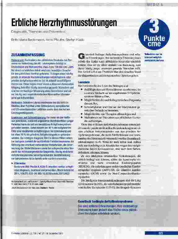 Vorschauseite 1: Erbliche Herzrhythmusstörungen