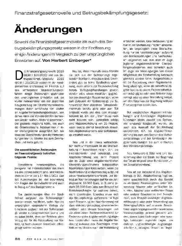 Vorschauseite 1: Finanzstrafgesetznovelle und Betrugsbekämpfungsgesetz: Änderungen