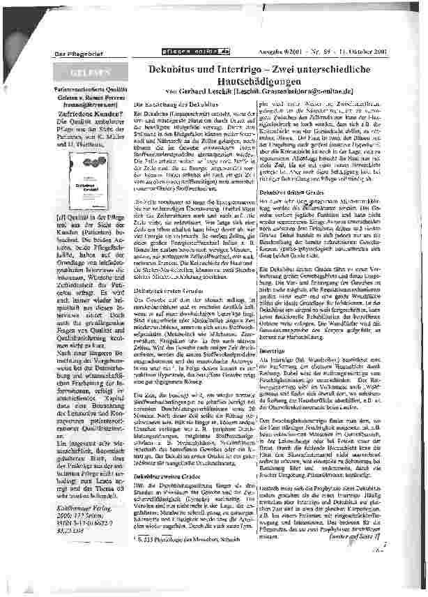 Vorschauseite 1: Dekubitus und Intertrigo - Zwei unterschiedliche Hautschädigungen