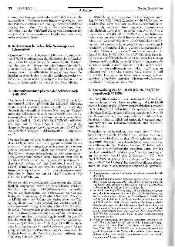 Vorschauseite 2: Dioxin-Krise und öffentliche Warnung vor Lebensmitteln — wann ist die Warnung vor dem nicht verkehrsfähigen, aber „sicheren Lebensmittel zulässig?
