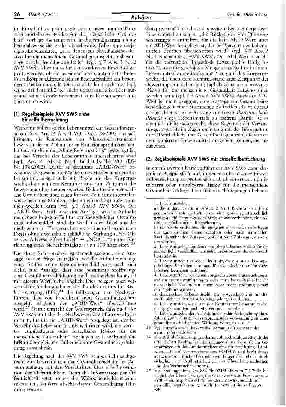 Vorschauseite 6: Dioxin-Krise und öffentliche Warnung vor Lebensmitteln — wann ist die Warnung vor dem nicht verkehrsfähigen, aber „sicheren Lebensmittel zulässig?