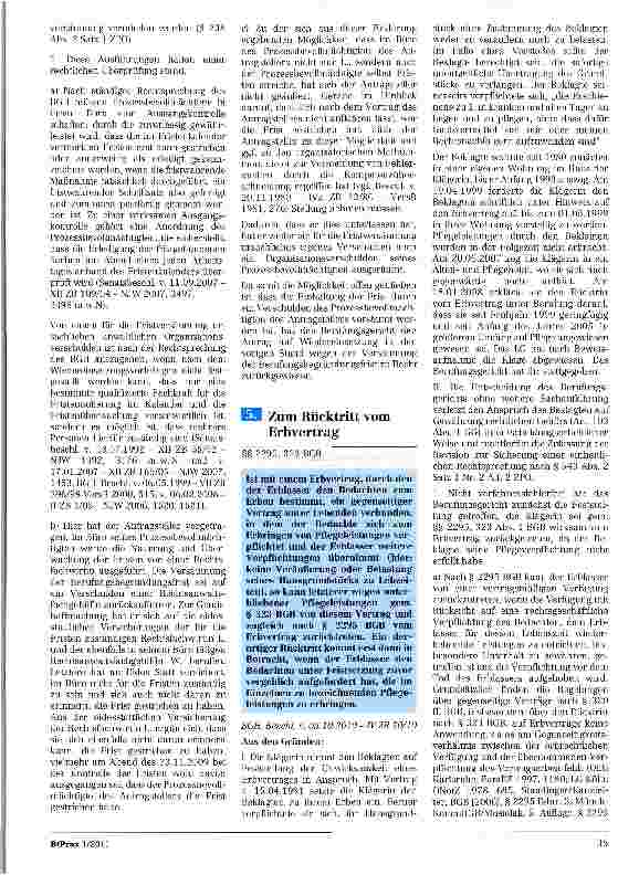 Vorschauseite 1: Zum Rücktritt vom Erbvertrag§§ 2295, 323 BGB
