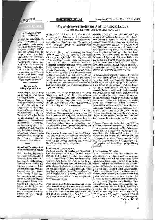 Vorschauseite 1: Menschenversuche im Nationalsozialismus