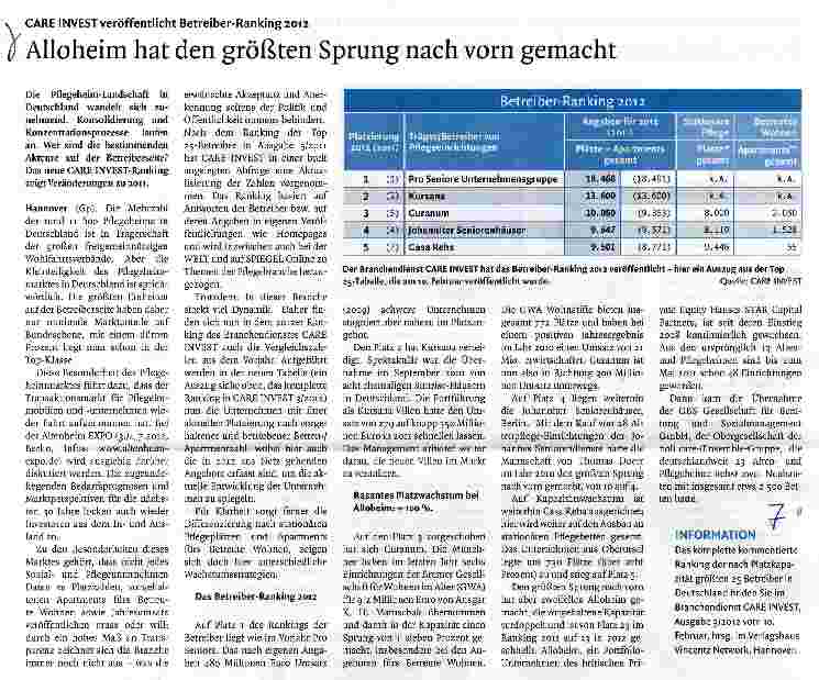 Vorschauseite 1: Alloheim hat den größten Sprung nach vorn gemacht