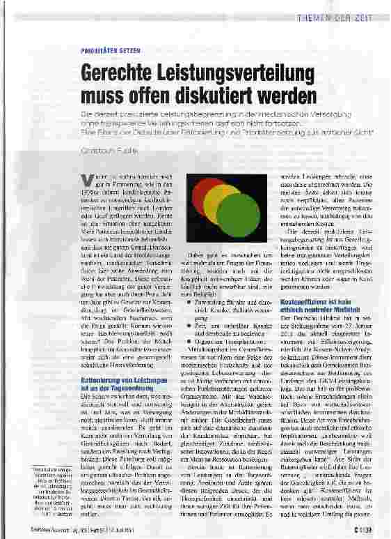 Vorschauseite 1: Gerechte Leistungsverteilung muss offen diskutiert werden