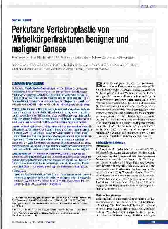 Vorschauseite 1: Wirbelkörperfrakturen benigner und maligner Genese