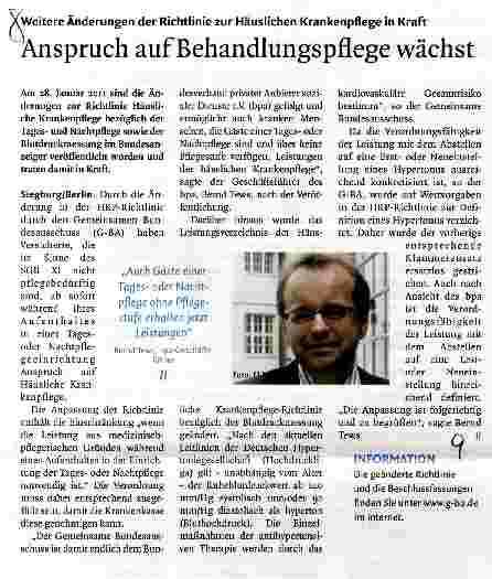 Vorschauseite 1: Anspruch auf Behandlungspflege wächst