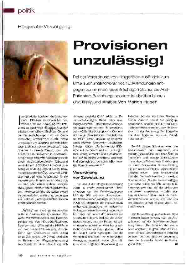 Vorschauseite 1: Provisionen unzulässig!
